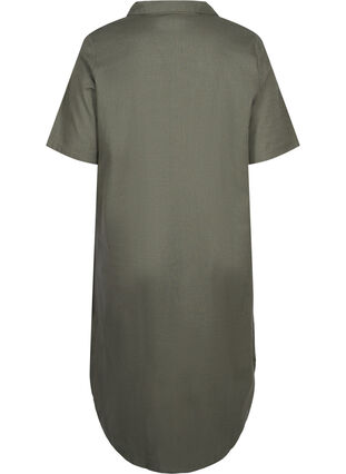 Lang bomuldsskjorte med korte ærmer, Dusty Olive, Packshot image number 1