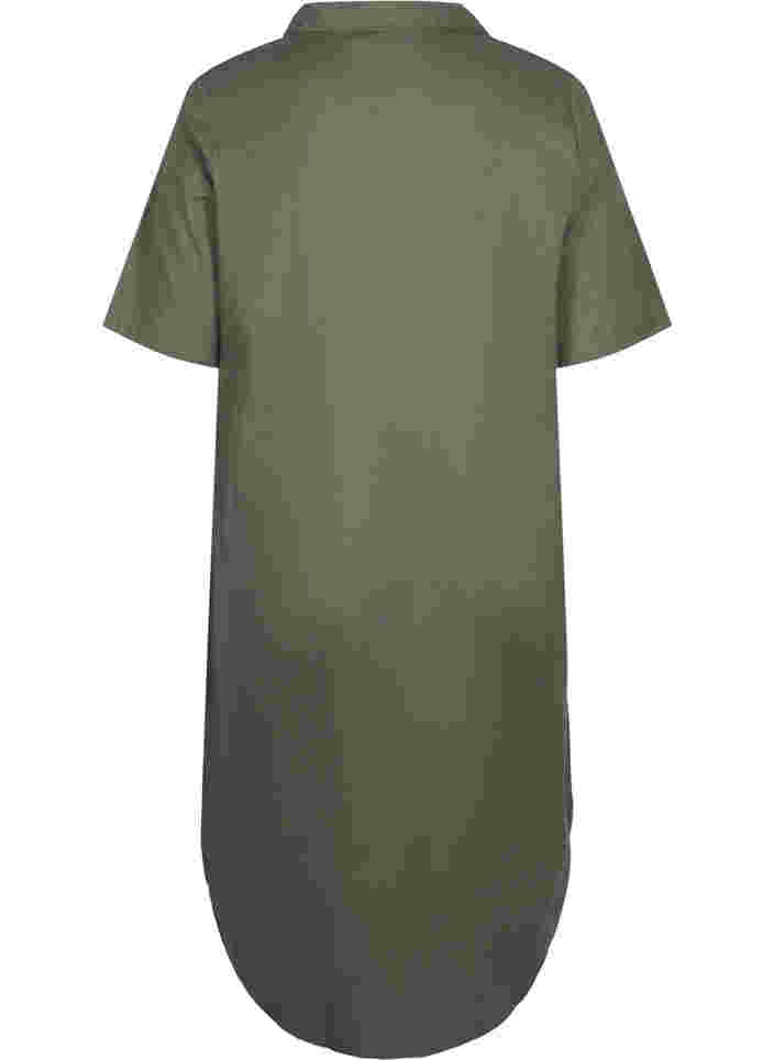 Lang bomuldsskjorte med korte ærmer, Dusty Olive, Packshot image number 1