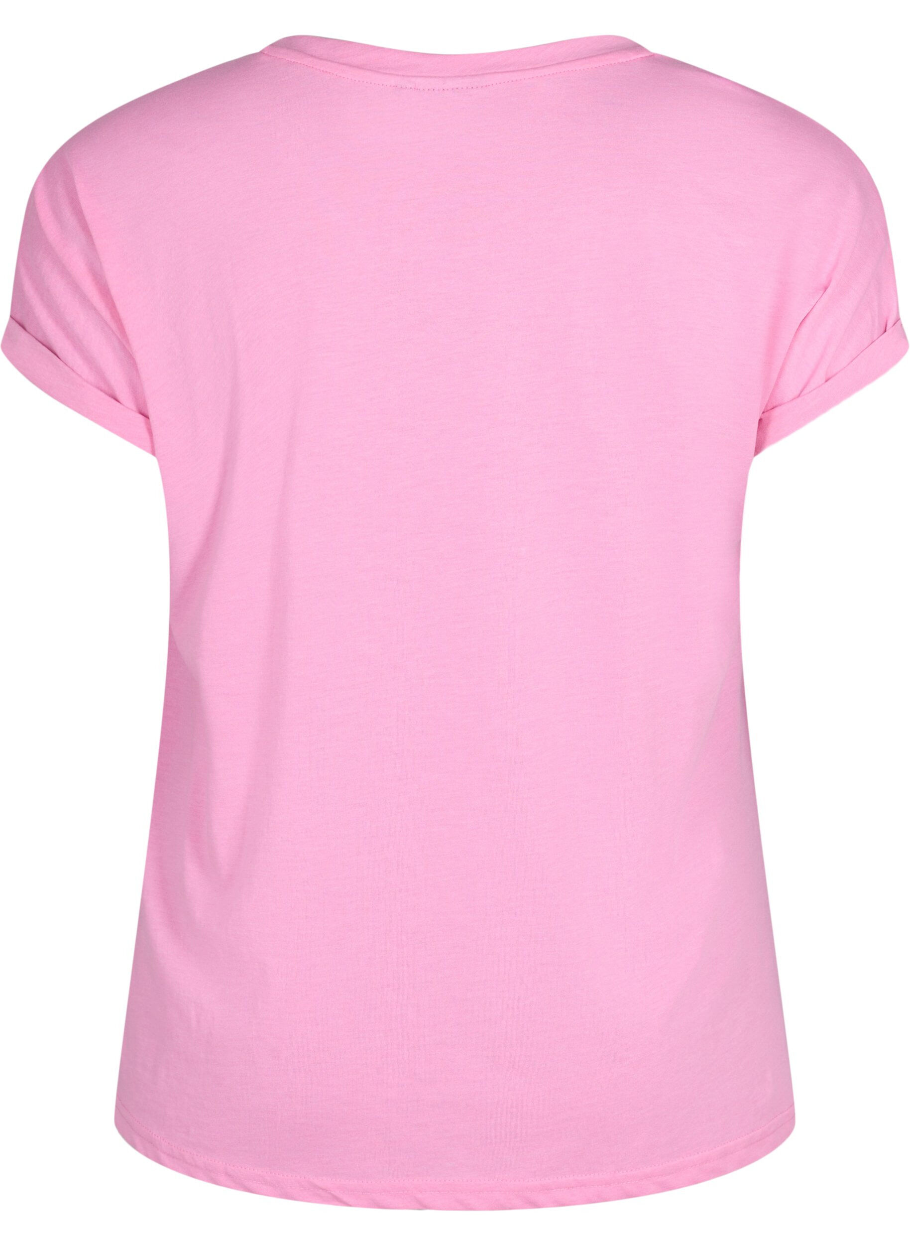 ZizziKort&aelig;rmet t-shirt i bomuldsblanding, Lyser&oslash;d, Packshot image number 1