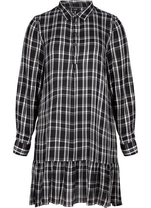 Ternet viskose kjole med knapper, Black/White CH, Packshot image number 0