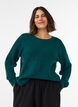 Strikbluse med struktureret hulm&oslash;nster, Gr&oslash;n, Model image number 0