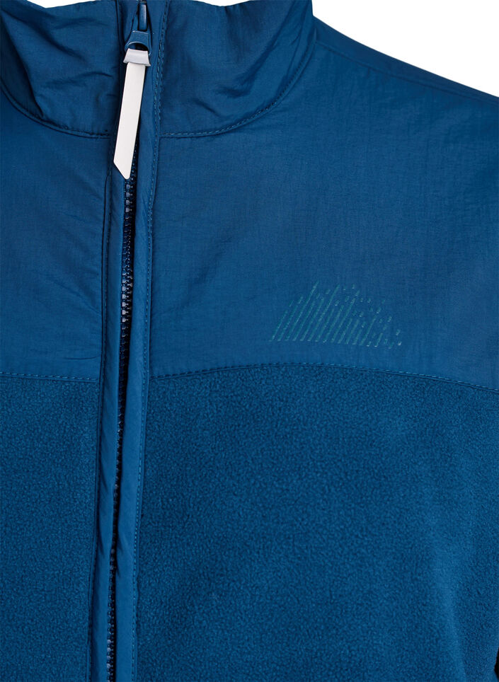 Fleecejakke med høj krave og lommer, Blå, Packshot image number 2