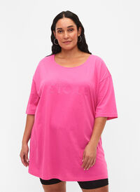 Oversize bomulds t-shirt med tryk, Shocking Pink ÉTOILÉ, Model