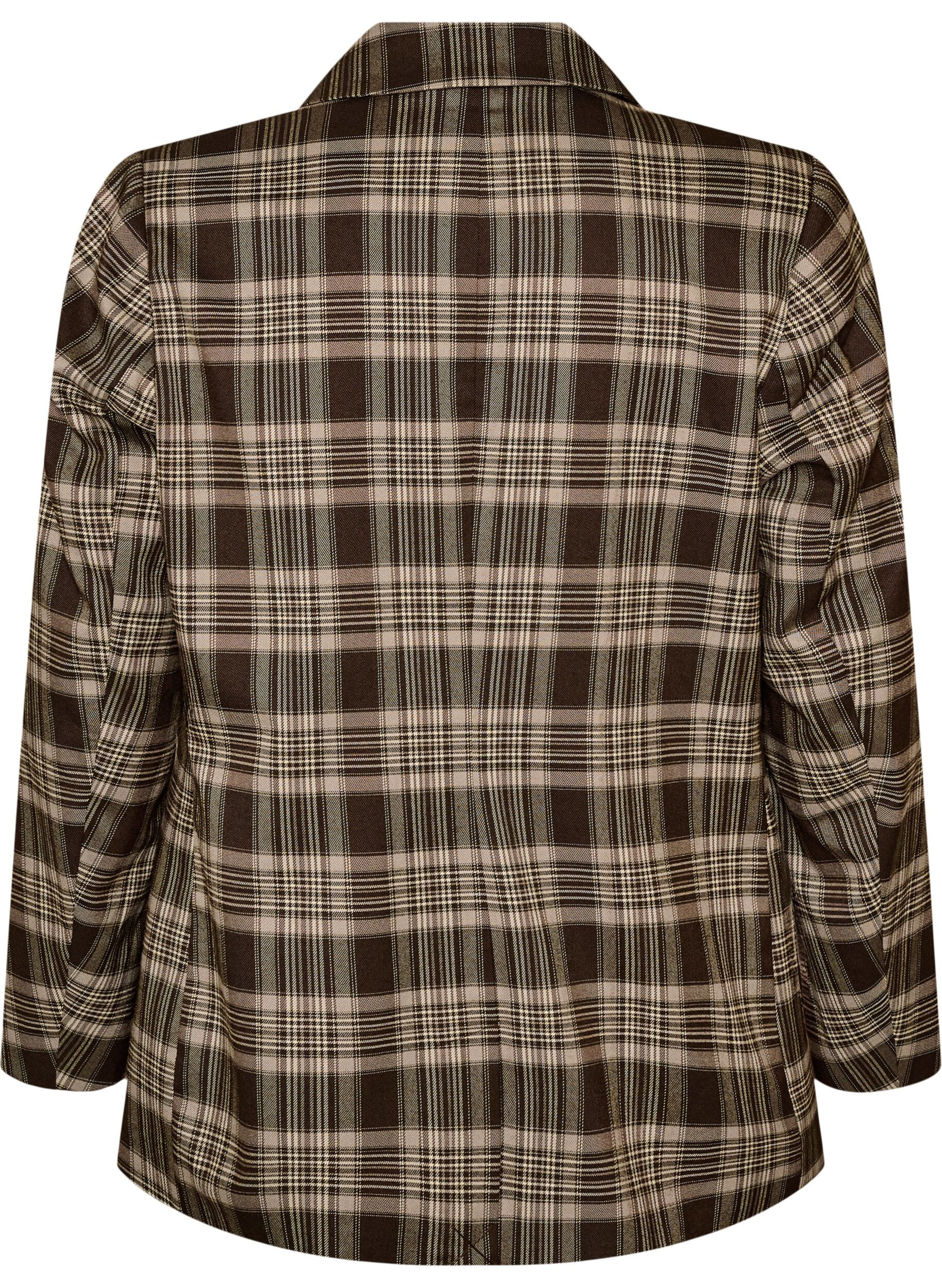 ZizziTernet blazer med lommer og slids, Brun, Packshot image number 1