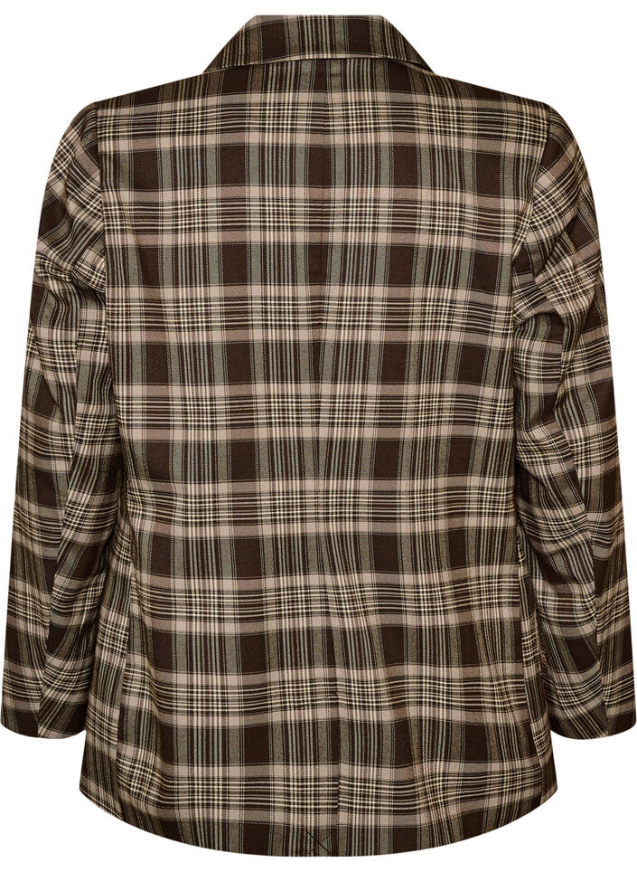 Ternet blazer med lommer og slids, Brun, Packshot image number 1