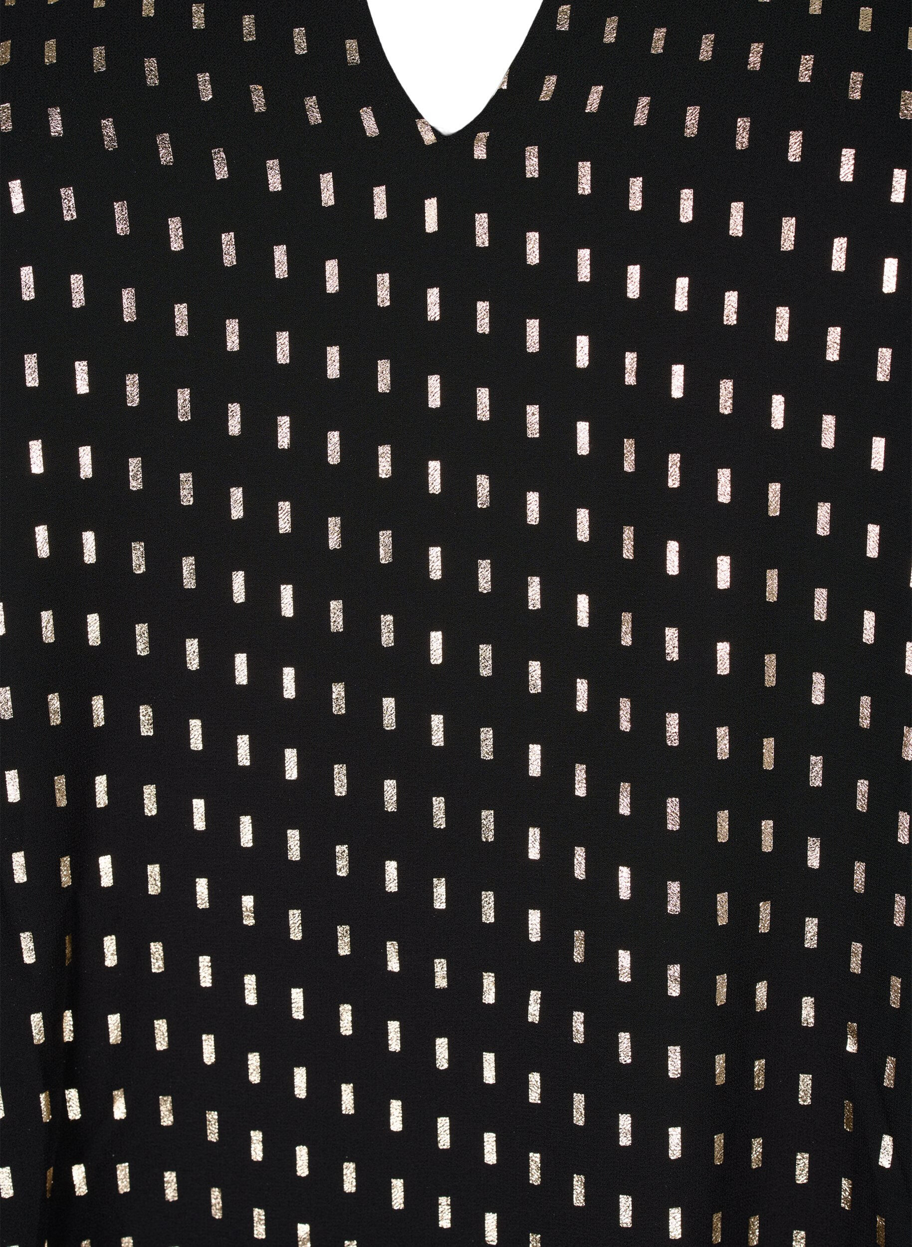 Zizzi Lang&aelig;rmet kjole med folie print, Black w. Gold, Packshot image number 2