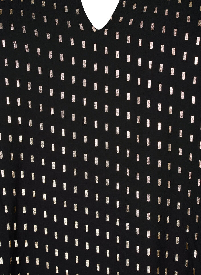 Langærmet kjole med folie print, Black w. Gold, Packshot image number 2