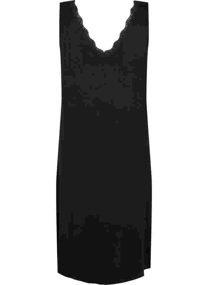 Ærmeløs natkjole i viskose, Black, Packshot image number 1