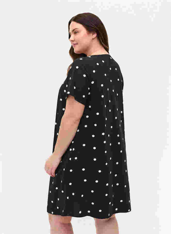 Prikket viskose kjole med korte ærmer, Black Dot, Model image number 1