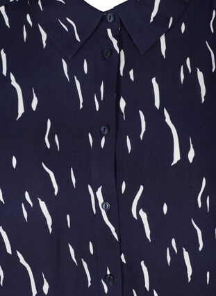 Printet viskose skjorte med 3/4 ærmer, Night Sky Rain, Packshot image number 2
