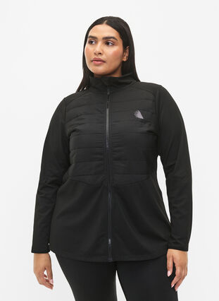 Sportscardigan med quilt og lynlås, Black, Model image number 0