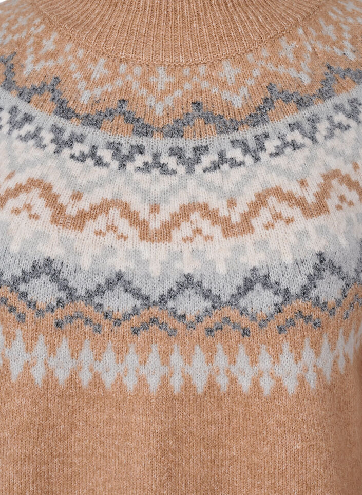 Strikbluse med mønster, Chipmunk Mel. Comb, Packshot image number 2