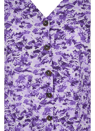 Kjole med knapper og 3/4 ærmer, Purple AOP, Packshot image number 2
