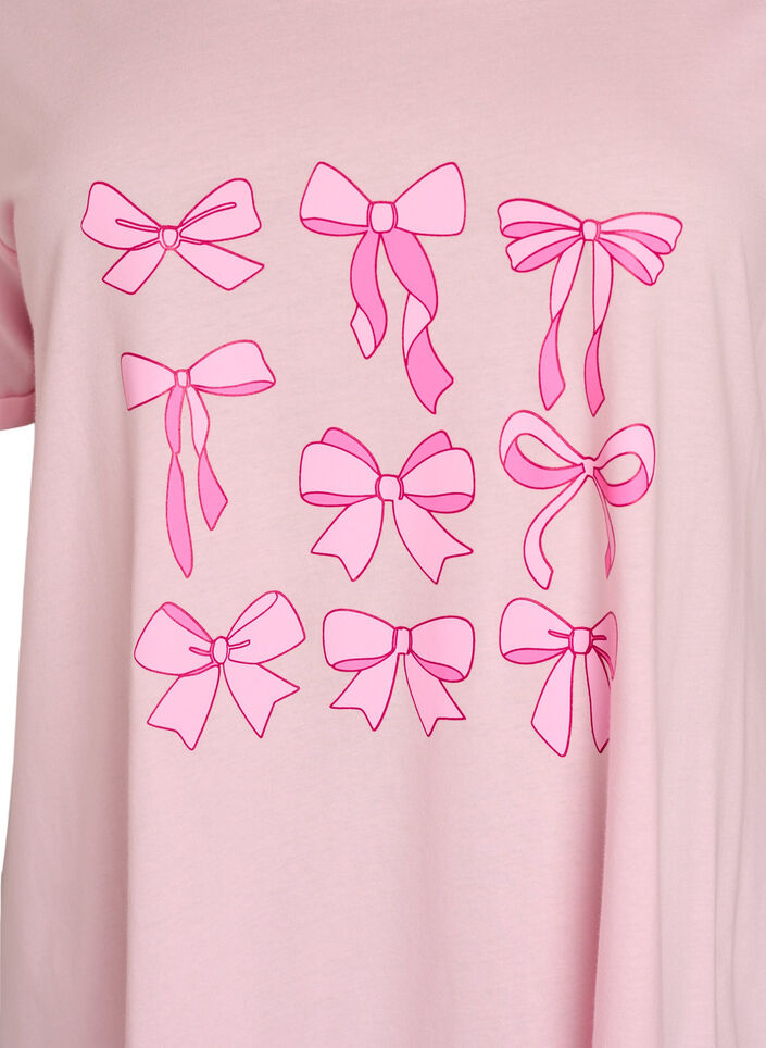 Kort&aelig;rmet natkjole i &oslash;kologisk bomuld, Lyser&oslash;d, Packshot image number 2