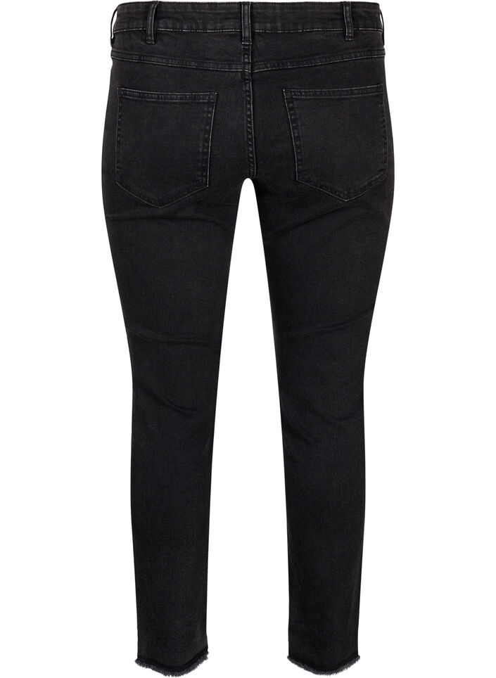 Cropped Emily jeans med rå kant forneden, Dark Grey Denim, Packshot image number 1
