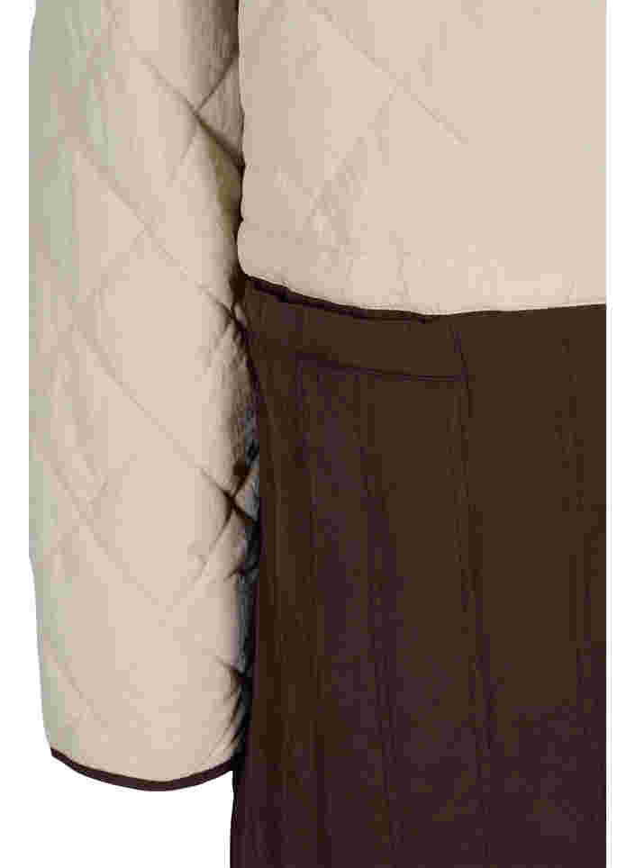 Lang quiltet jakke med color-block, Black Coffee Comb, Packshot image number 3