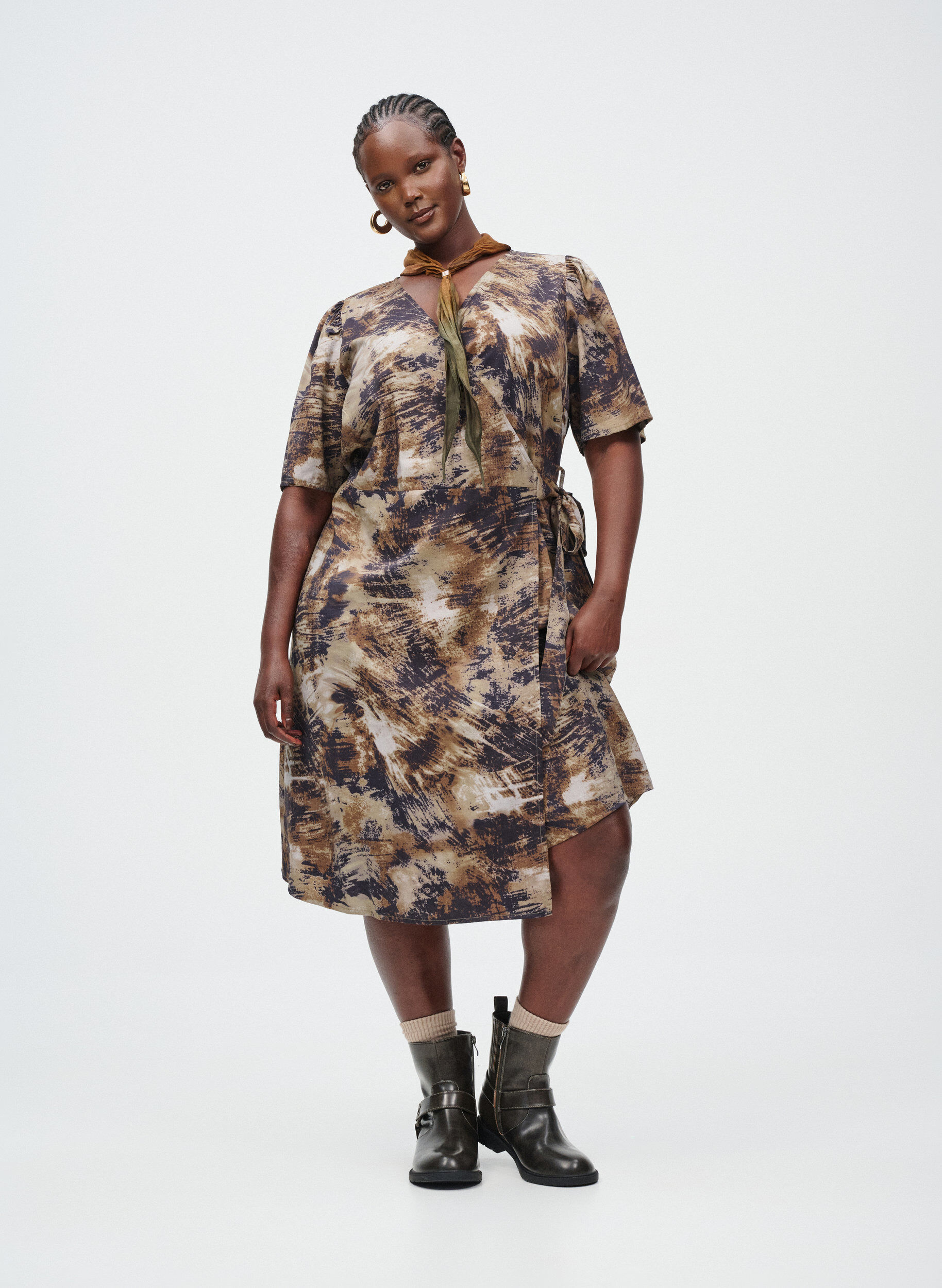 Zizzi Printet wrapkjole , Gr&oslash;n, Image image number 0