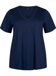 Kort&aelig;rmet basis t-shirt med v-hals, Bl&aring;