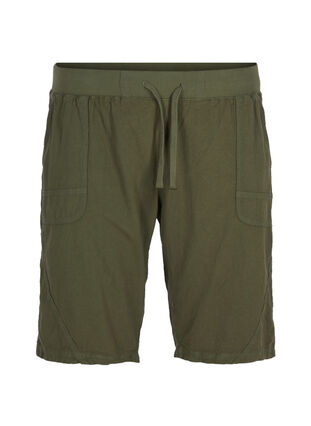 Løse shorts i bomuld med lommer, Ivy Green, Packshot image number 0