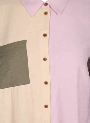 Color-block skjorte i viskosemix, Pink Blocking, Packshot image number 3