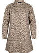 Langærmet denimkjole med leopardprint, Brown Zebra AOP, Packshot image number 0