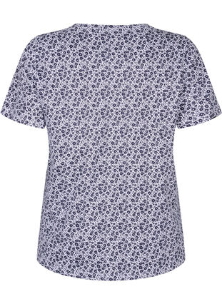 Blomstret bomulds t-shirt med v-hals, Night Sky AOP, Packshot image number 1