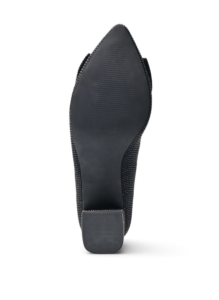 Pumps med sl&oslash;jfe og rhinsten, Sort, Packshot