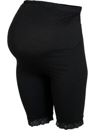 Graviditets cykelshorts med blondekant, Black