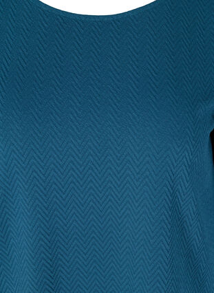 Bluse med struktur og 3/4 ærmer, Majolica Blue, Packshot image number 2