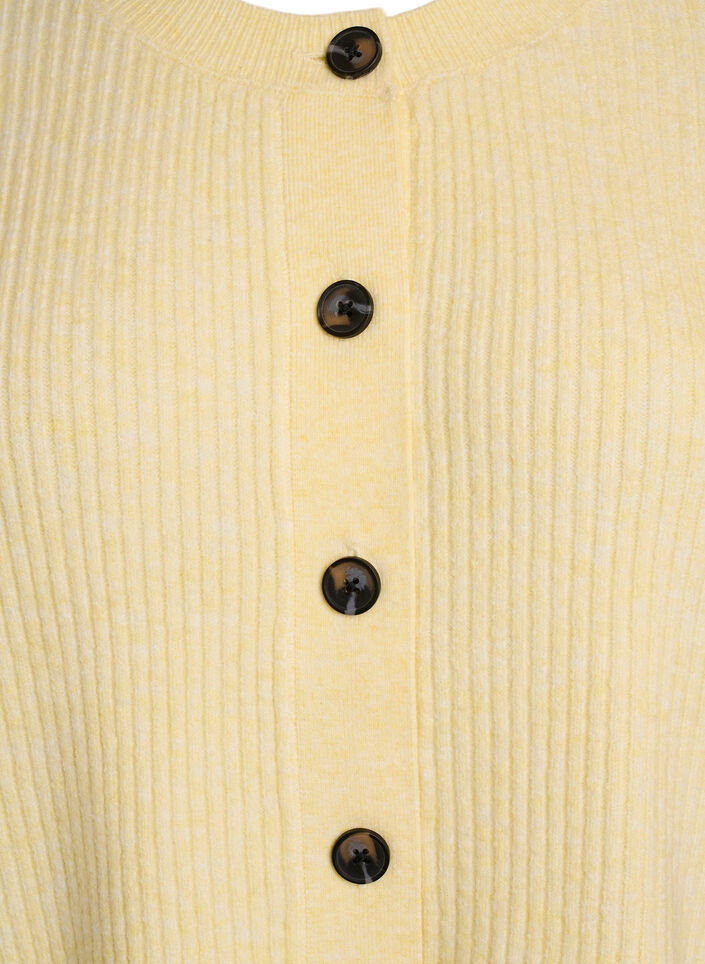 Ribstrikket cardigan med knapper, Gul, Packshot image number 2