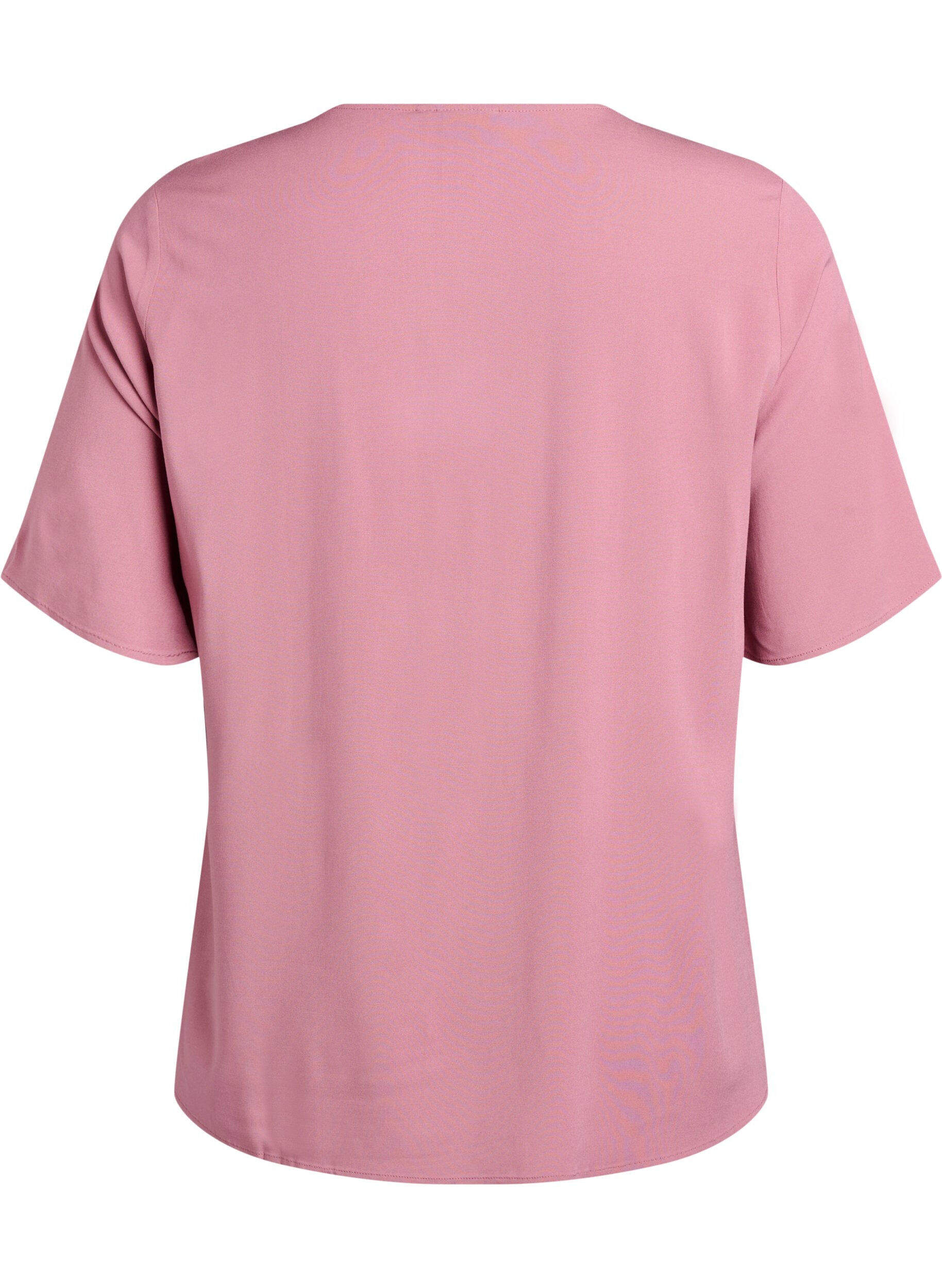 ZizziKort&aelig;rmet v&aelig;vet bluse med rund hals, Lyser&oslash;d, Packshot image number 1