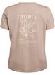 T-shirt med tekstmotiv og rund hals, Brun, Packshot image number 1