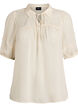 Bluse i b&aelig;k og b&oslash;lge med bindeb&aring;nd, Beige, Packshot image number 0