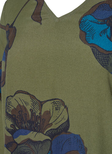 Langærmet viskosebluse med blomsterprint, Green Big Flower, Packshot image number 2