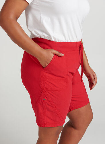 Løse shorts i bomuld, Lipstick Red, Model image number 0