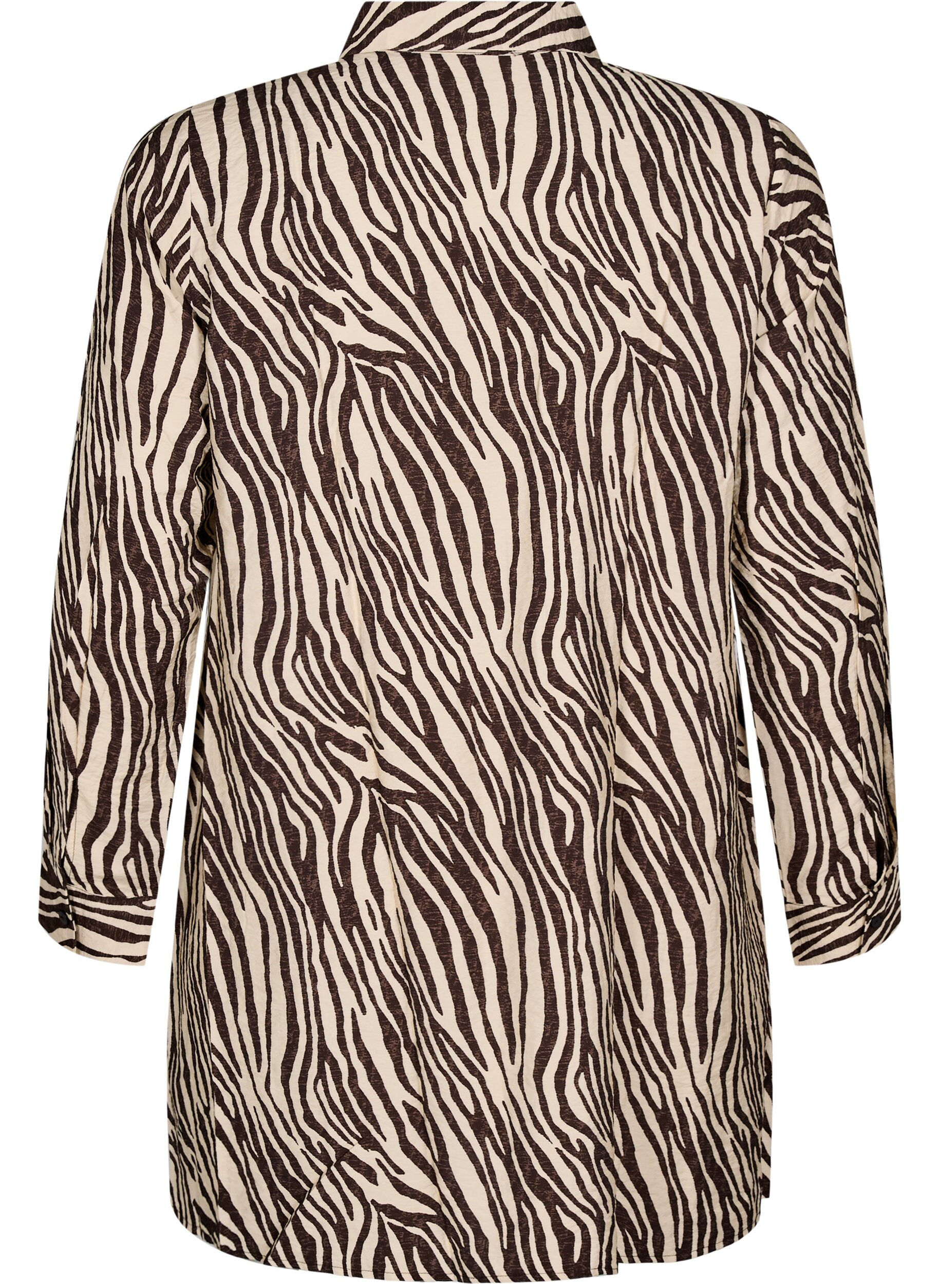 Zizzi Lang skjorte med leopardprint, Brun, Packshot image number 1