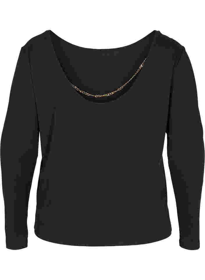 Bluse med kæde, Black, Packshot image number 1