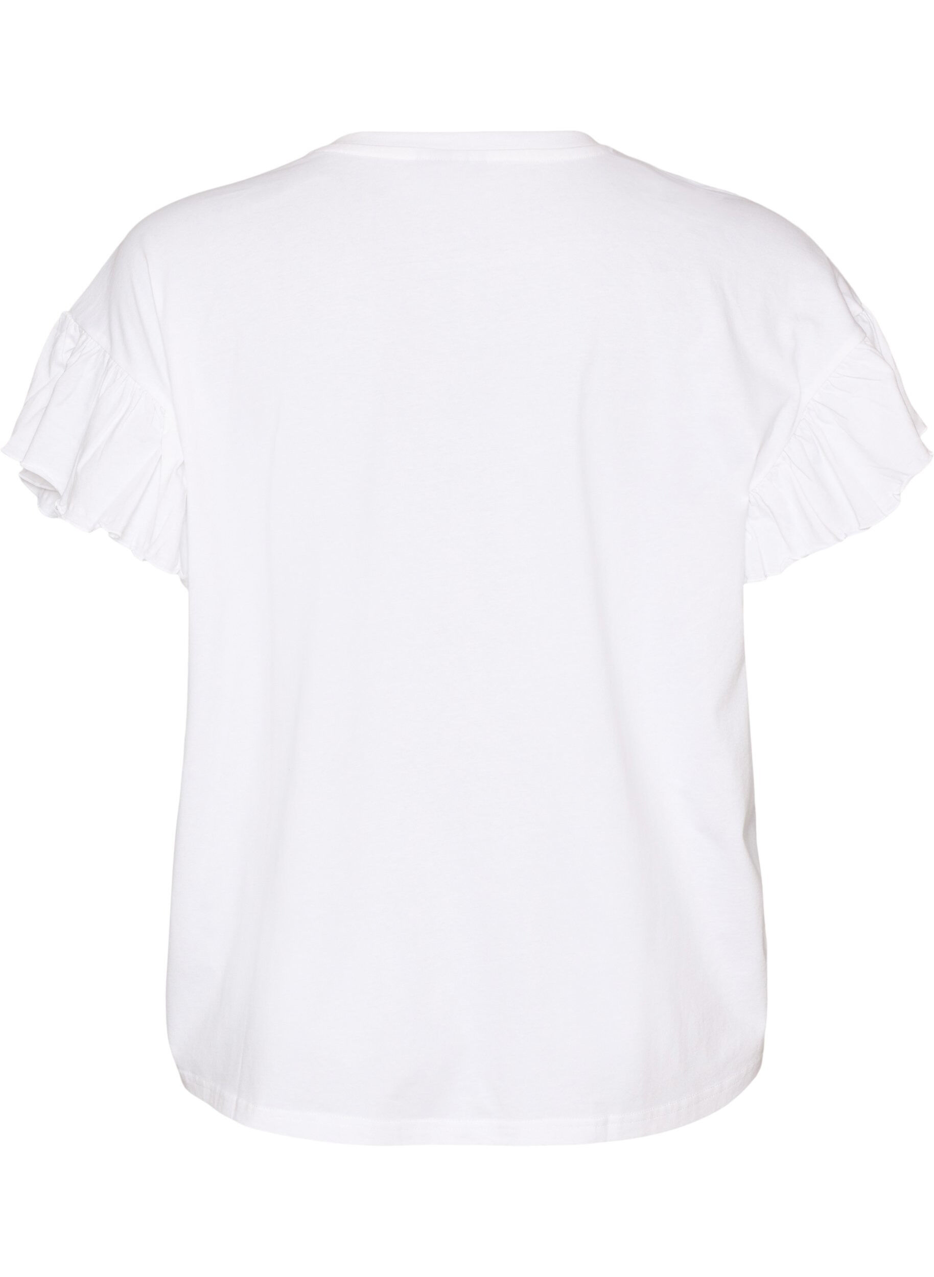 ZizziT-shirt i &oslash;kologisk bomuld med fl&aelig;se&aelig;rmer, Hvid, Packshot image number 1