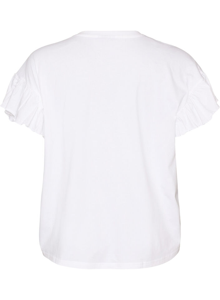 T-shirt i &oslash;kologisk bomuld med fl&aelig;se&aelig;rmer, Hvid, Packshot image number 1