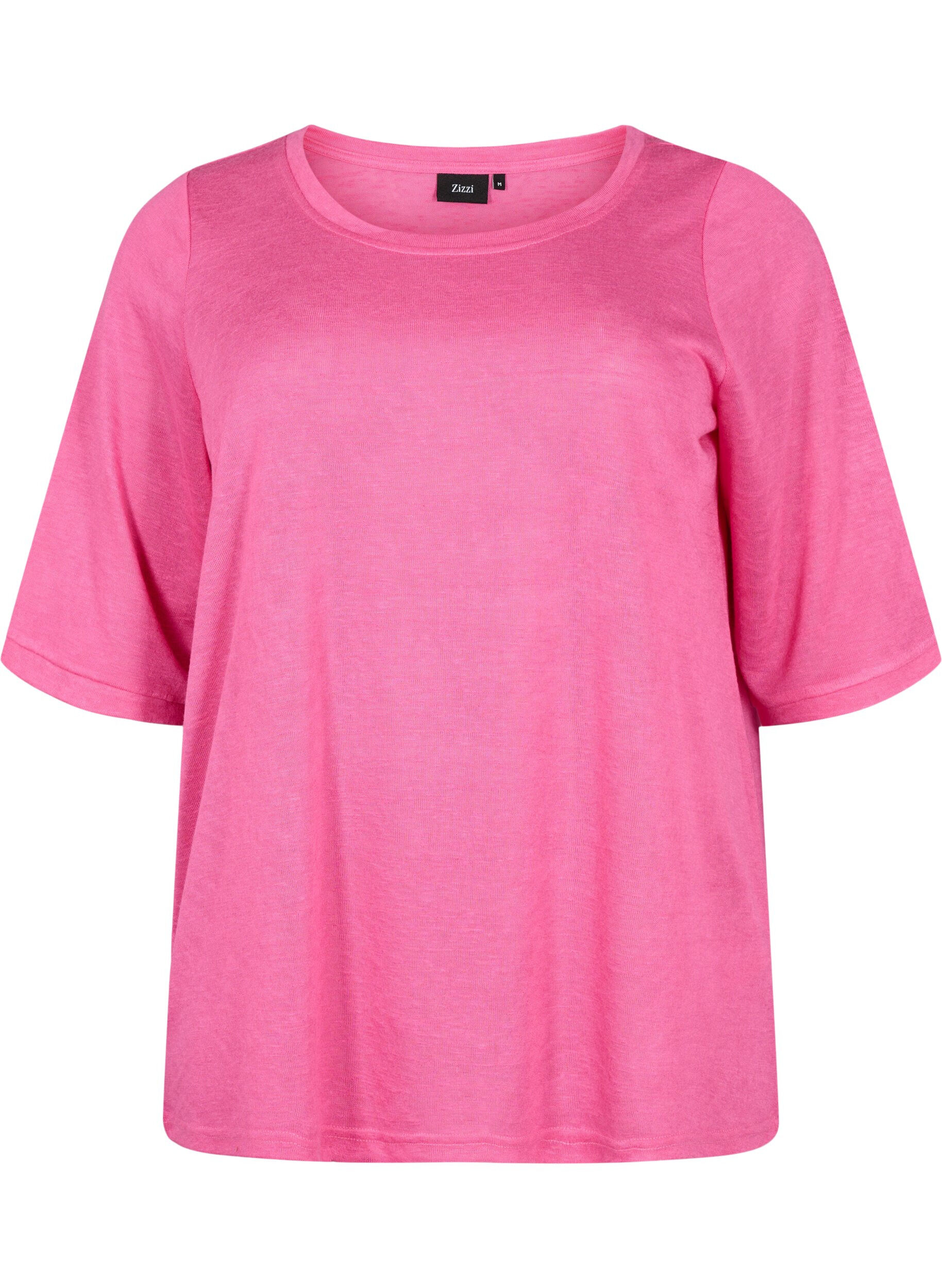 Zizzi Bluse med 3/4 &aelig;rmer, Shocking Pink, Packshot image number 0