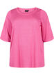 Bluse med 3/4 ærmer, Shocking Pink, Packshot image number 0