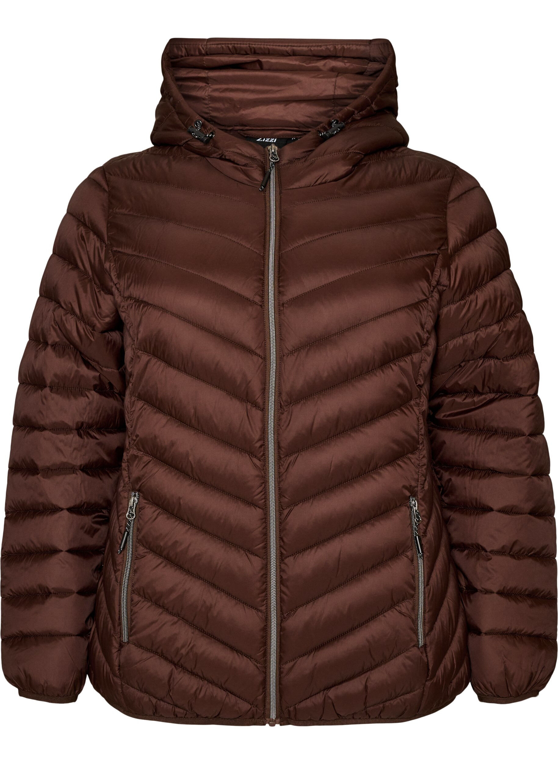 ZizziLetv&aelig;gts jakke med h&aelig;tte, Brun, Packshot image number 0