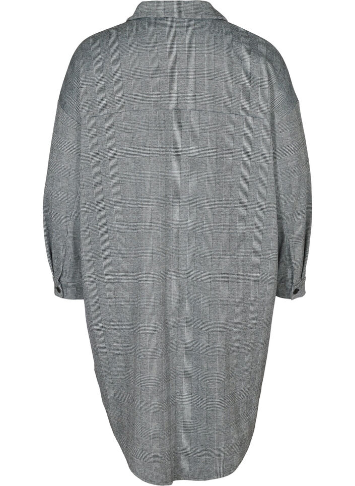 Lang ternet skjorte med brystlommer, Black Check , Packshot image number 1