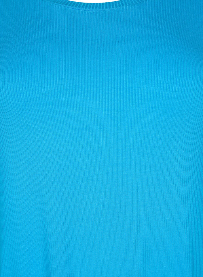 Midikjole i viskose med korte ærmer, Ibiza Blue, Packshot image number 2