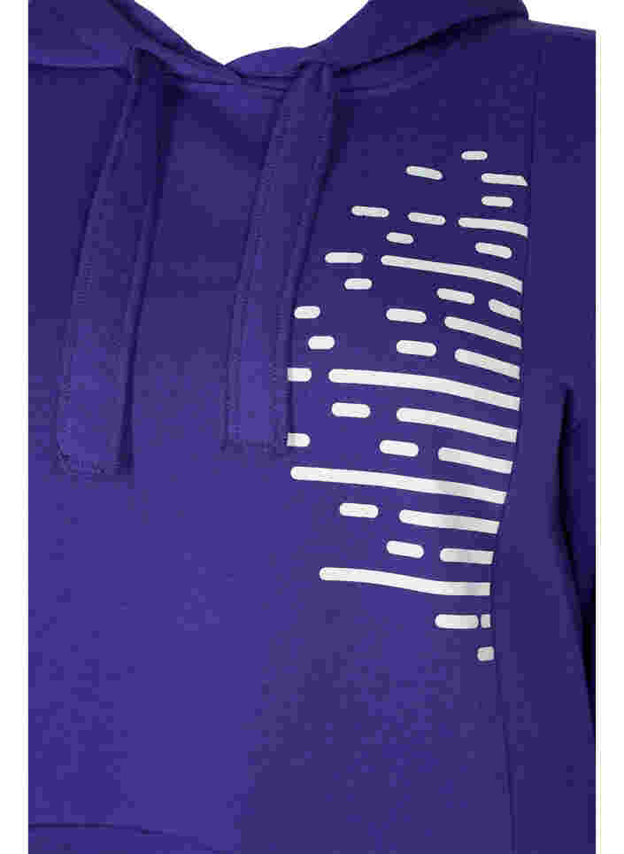 Lang sweatshirt med hætte og lommer, Deep Blue, Packshot image number 2
