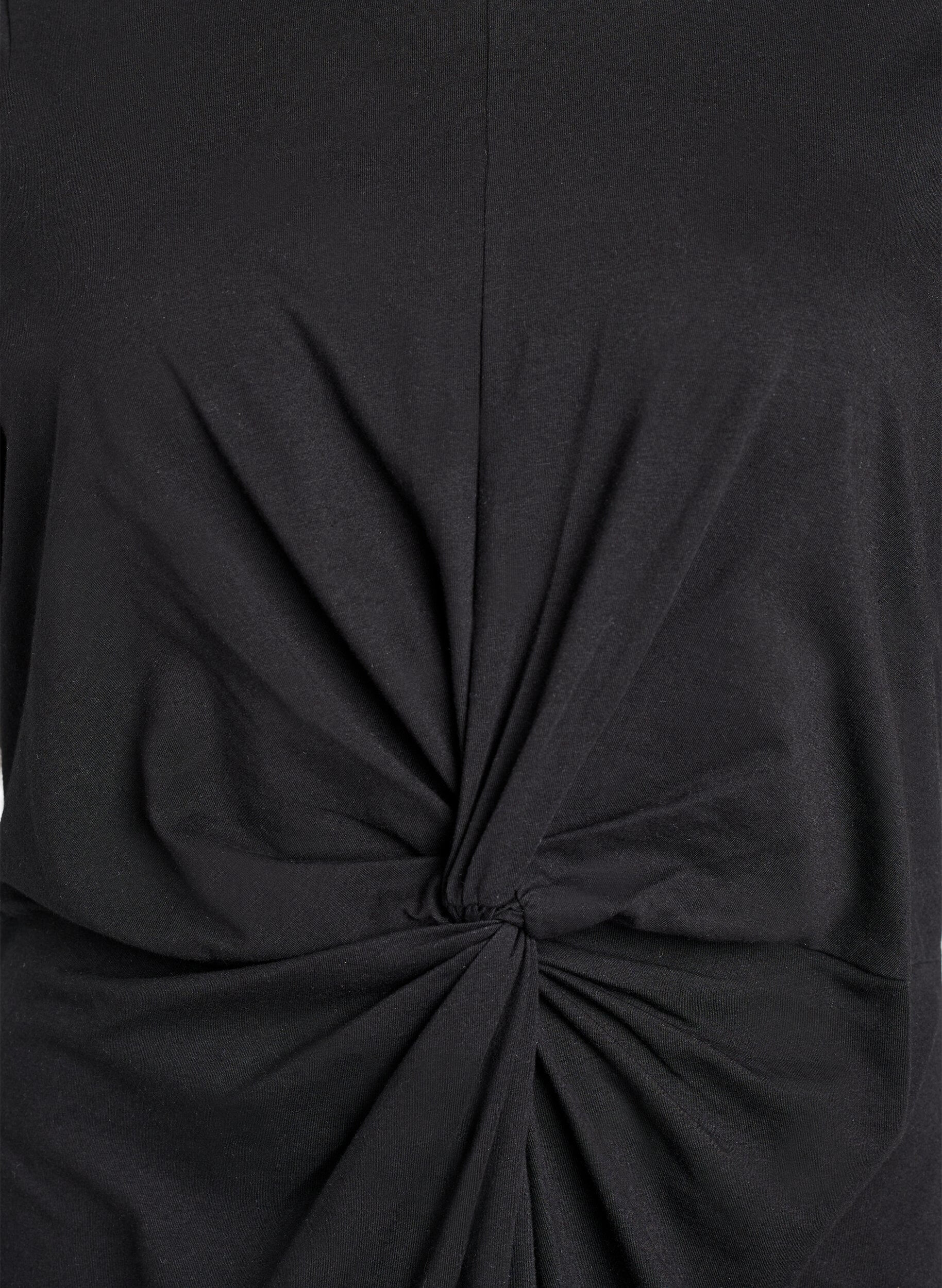 ZizziBomuldskjole med twist-detalje, Sort, Packshot image number 2