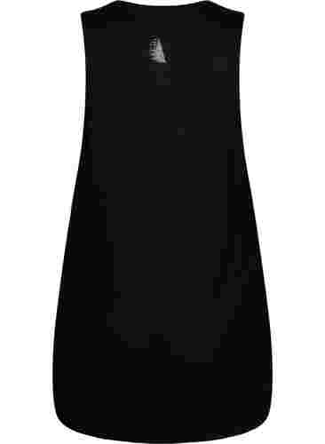 Ærmeløs træningstop i viskose, Black w. White Print, Packshot image number 1