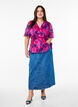 Blomstret chiffonbluse med korte &aelig;rmer, R&oslash;d, Model image number 1