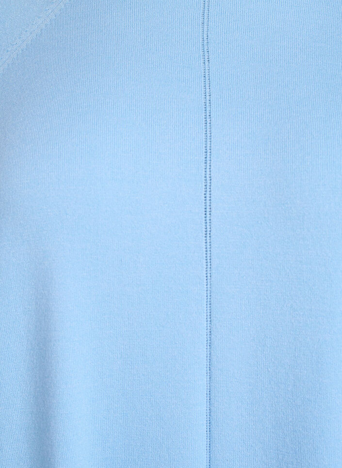 Strikbluse med rund hals og strikket m&oslash;nster, Bl&aring;, Packshot image number 2