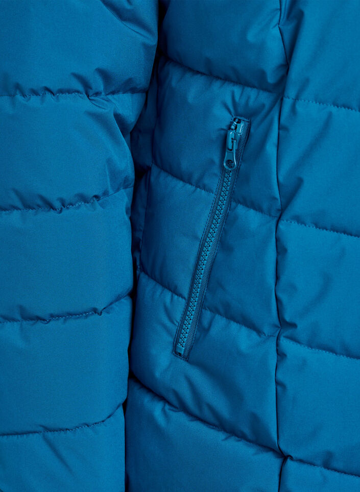 Kort pufferjakke med h&aelig;tte, Bl&aring;, Packshot image number 3